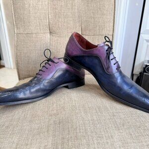 Magnanni Two-Tone Medallion Toe Oxford Dress Shoes – Blue & Purple (US 11)